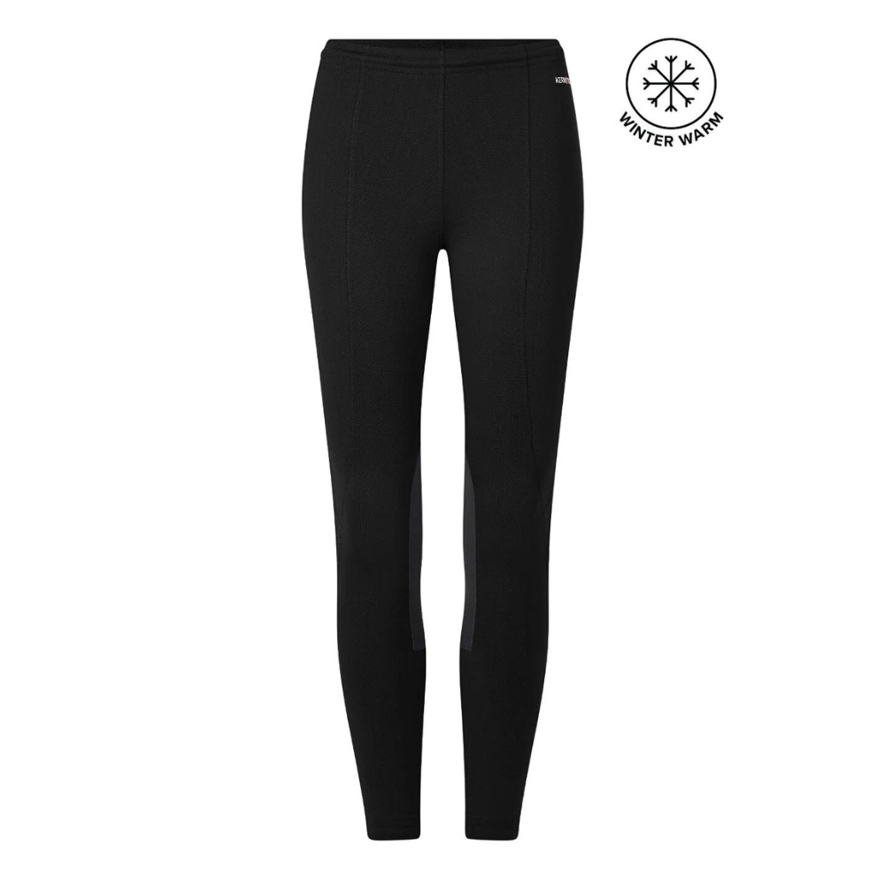 Kerrits Kids Fleece Lite II Black Knee Patch Tights, Front View