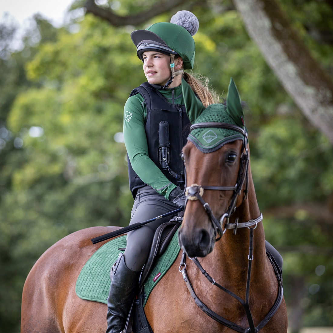 LeMieux Pom Hat Silk, Hunter Green