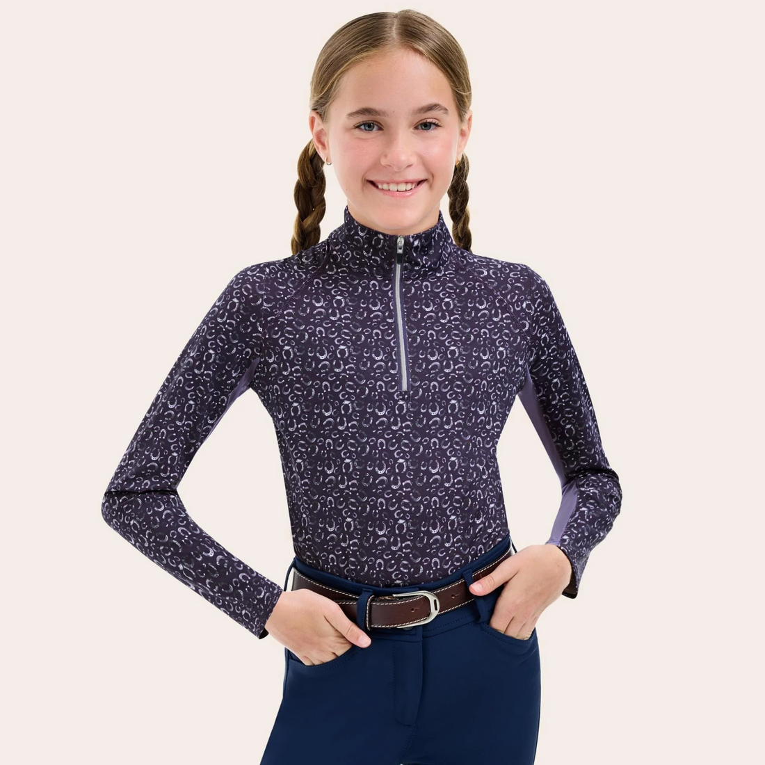 R.J. Classics Libby Jr. Training Shirt, Purple Horseshoes