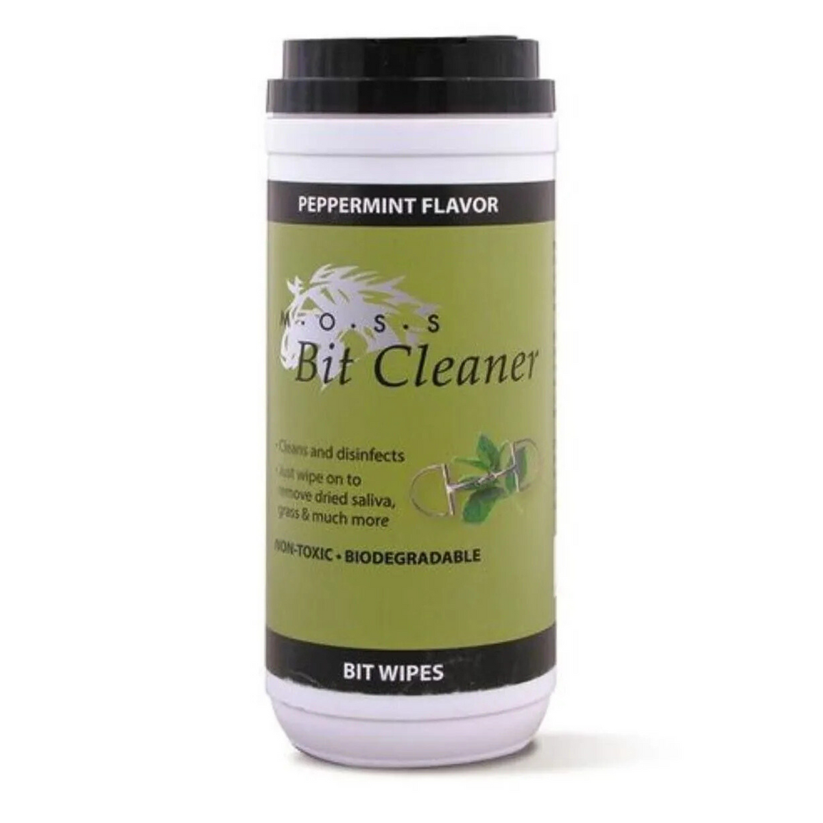 Container of Bit Cleaner with peppermint flavor on a white background