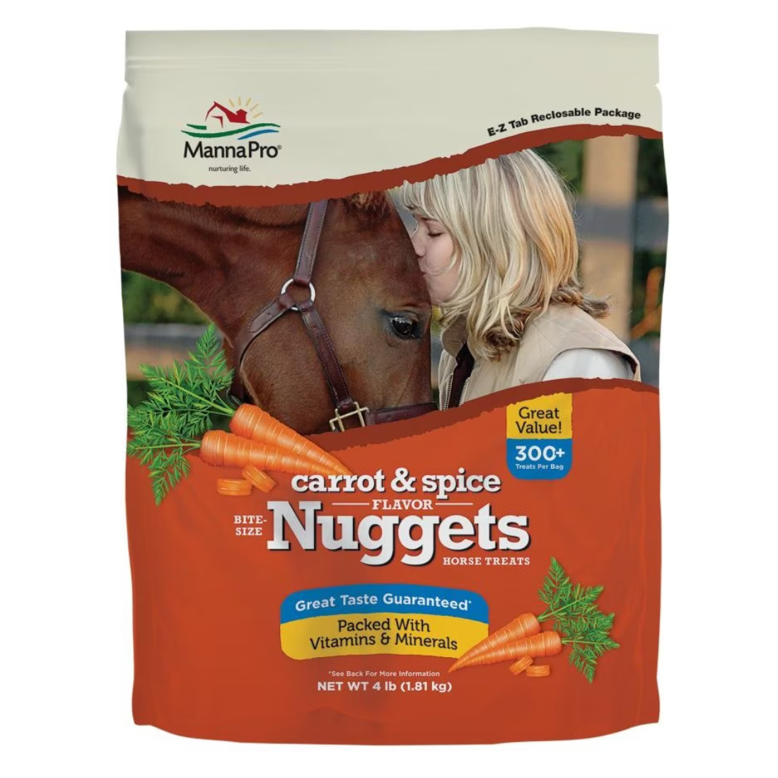 Manna Pro Carrot &amp; Spice Flavored Bite Size Horse Treats Package