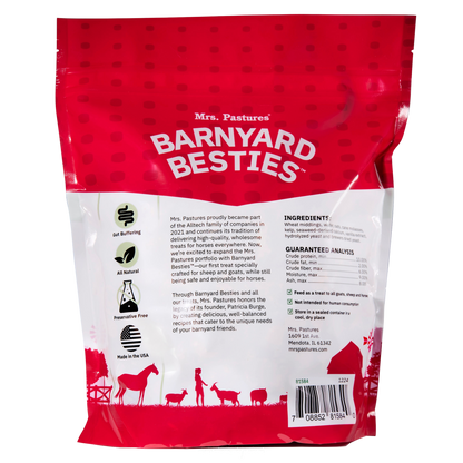 Image of the back of a bag of Mrs. Pastures&