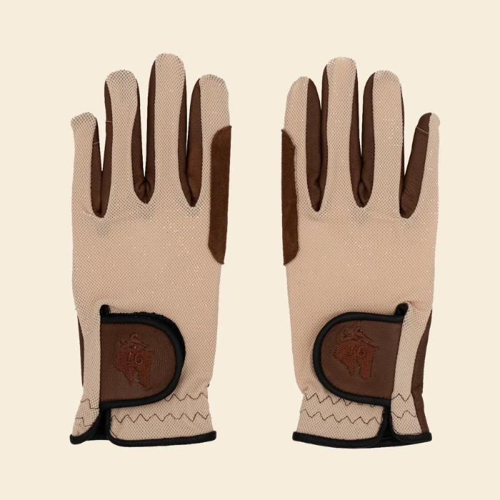 16C Riding Gloves, Oat & Cognac