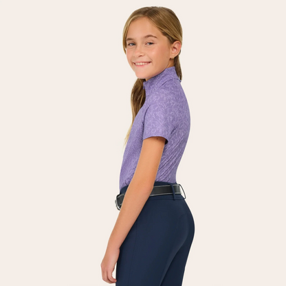 R.J.Classics Lucy Jr Short Sleeve Shirt, Purple Paddock Play