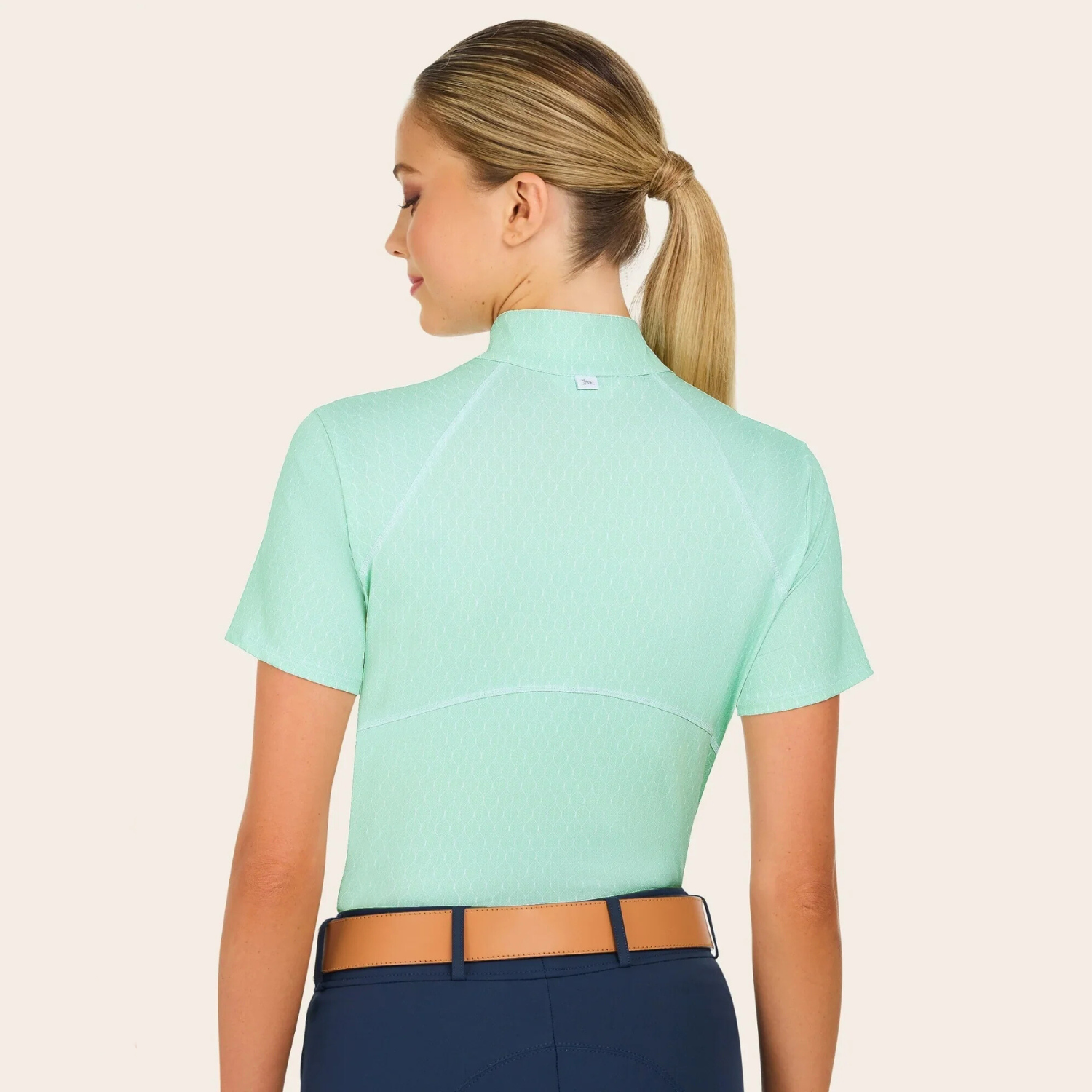 R.J. Classics Lucy 1/4 Zip Short Sleeve Shirt, Green Coastal Palm