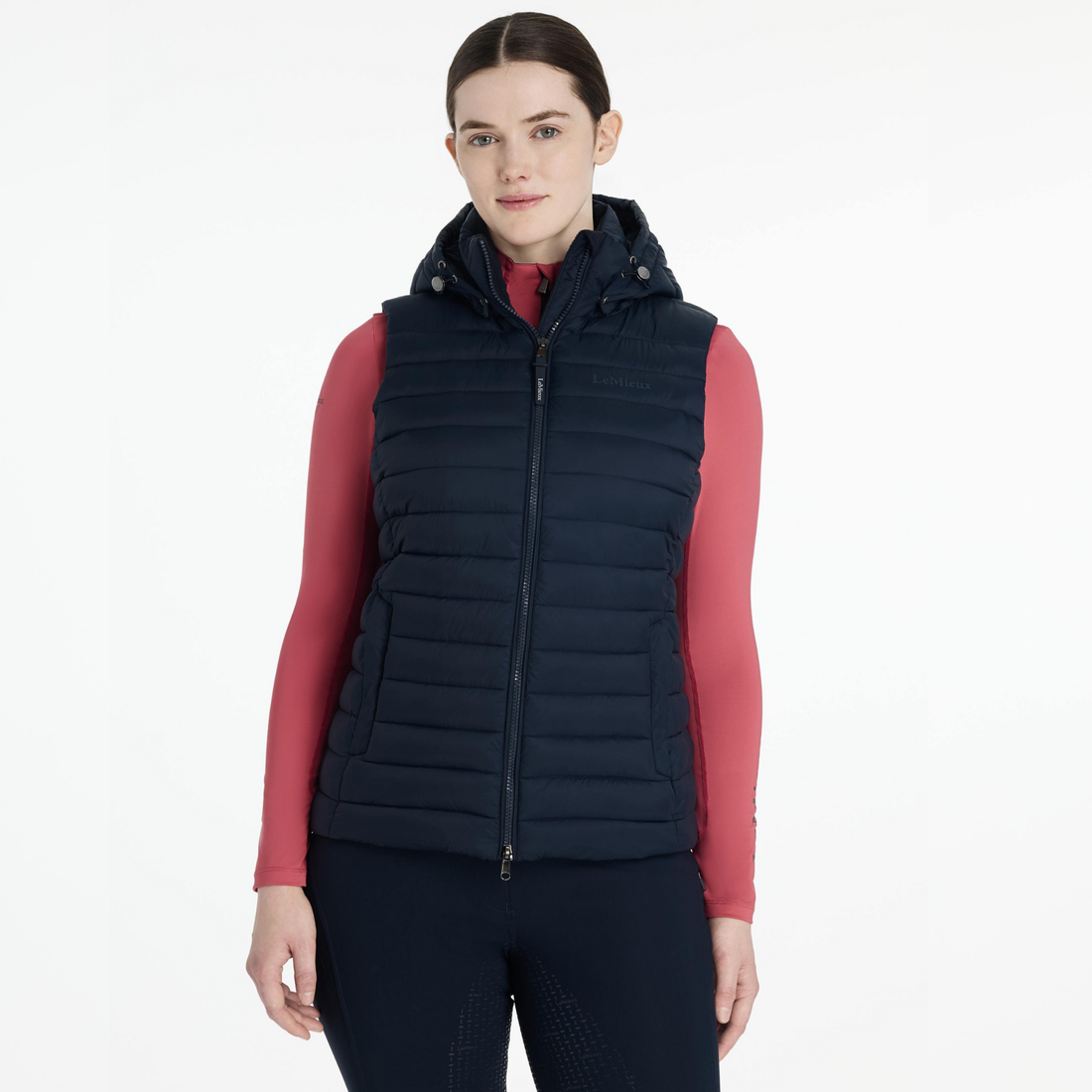 LeMieux Rose Hooded Puffer Vest, Navy