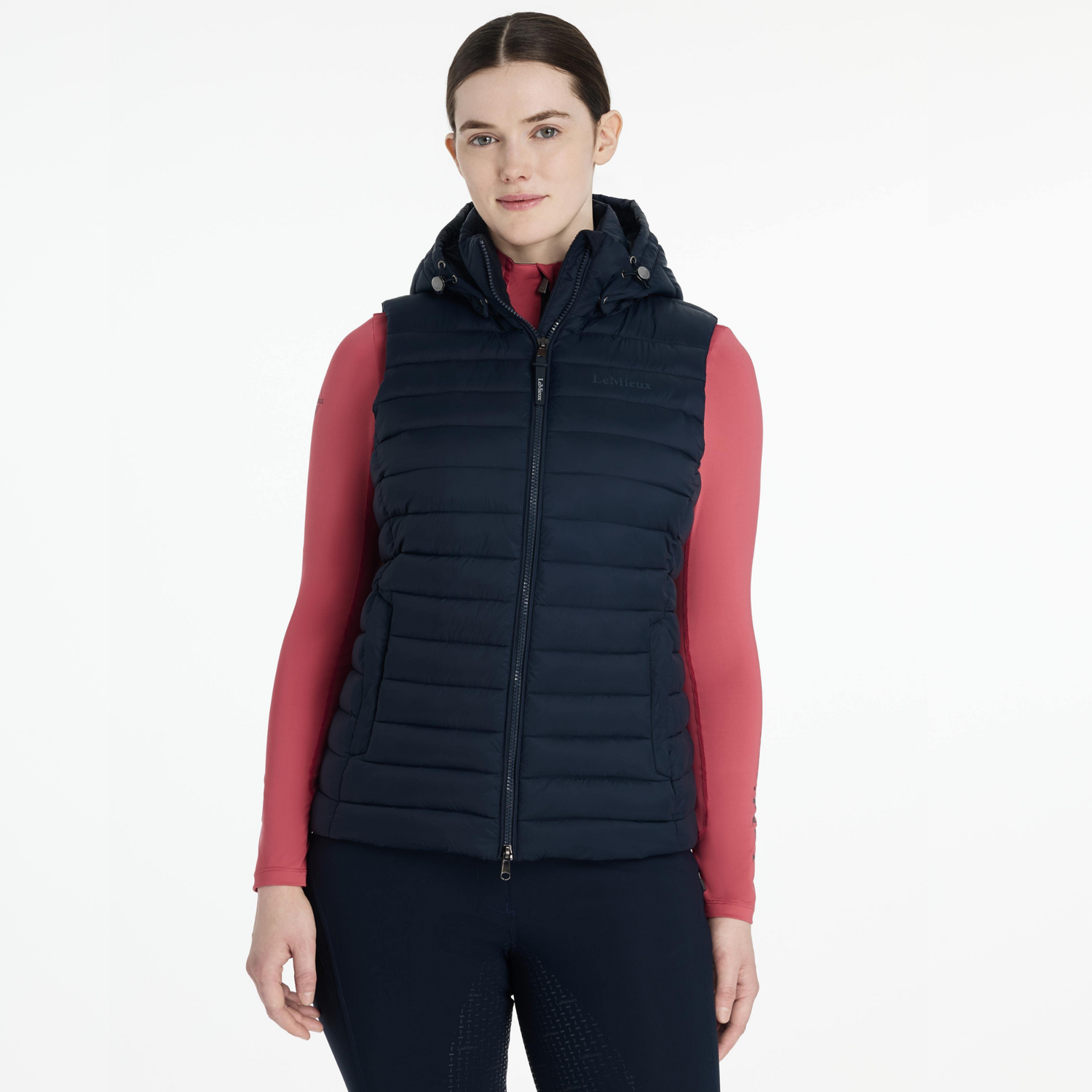LeMieux Rose Hooded Puffer Vest, Navy
