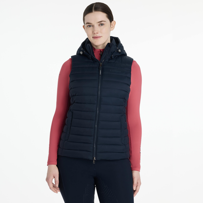 LeMieux Rose Hooded Puffer Vest, Navy