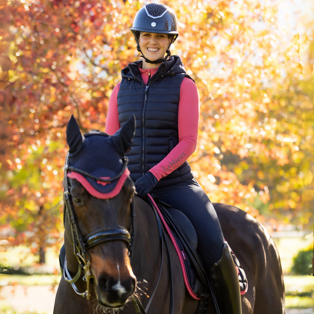 LeMieux Rose Hooded Puffer Vest, Navy