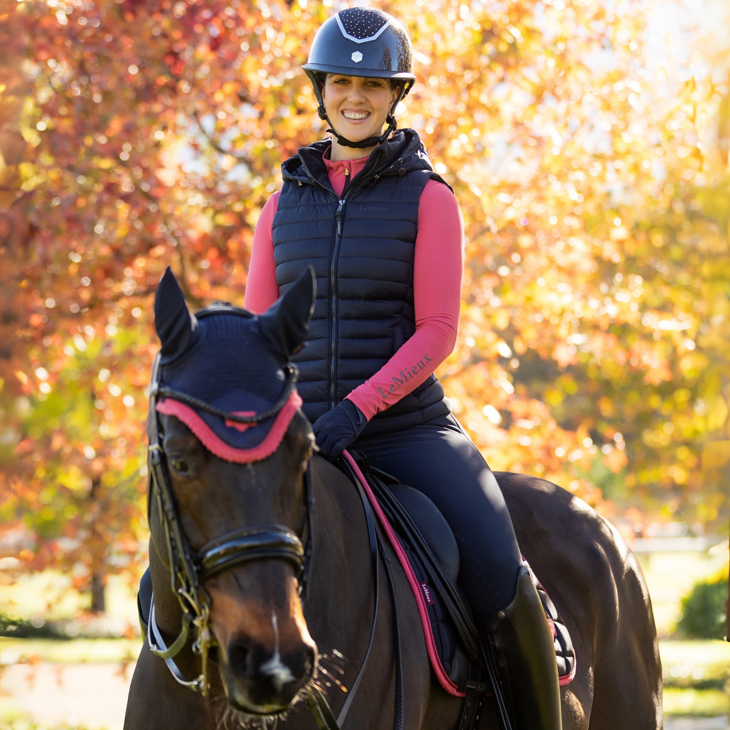 LeMieux Rose Hooded Puffer Vest, Navy