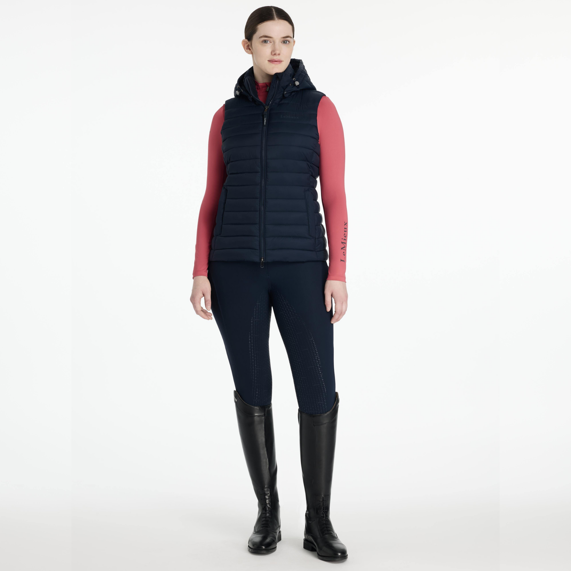 LeMieux Rose Hooded Puffer Vest, Navy
