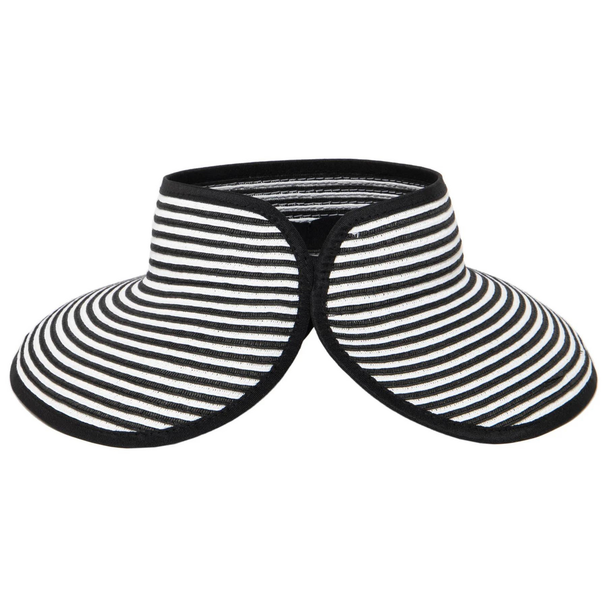 San Diego Hat Company Signature Ultrabraid Large Brim Visor, Black &amp; White Stripes