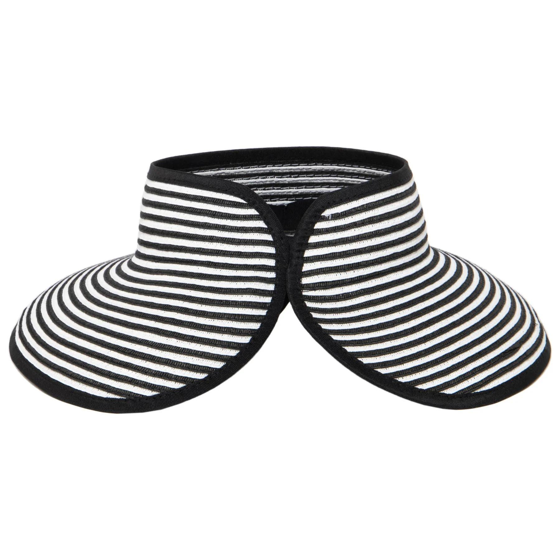 San Diego Hat Company Signature Ultrabraid Large Brim Visor, Black &amp; White Stripes