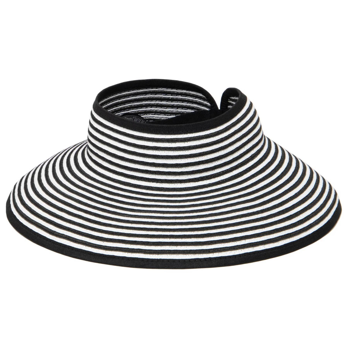 San Diego Hat Company Signature Ultrabraid Large Brim Visor, Black &amp; White Stripes