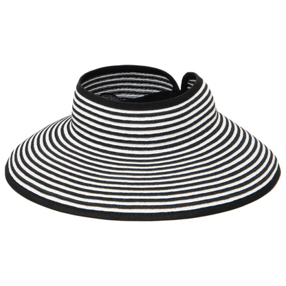 San Diego Hat Company Signature Ultrabraid Large Brim Visor, Black &amp; White Stripes