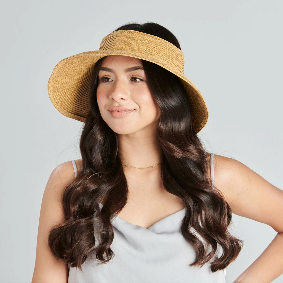 San Diego Hat Company Signature Ultrabraid Large Brim Visor, Coffee