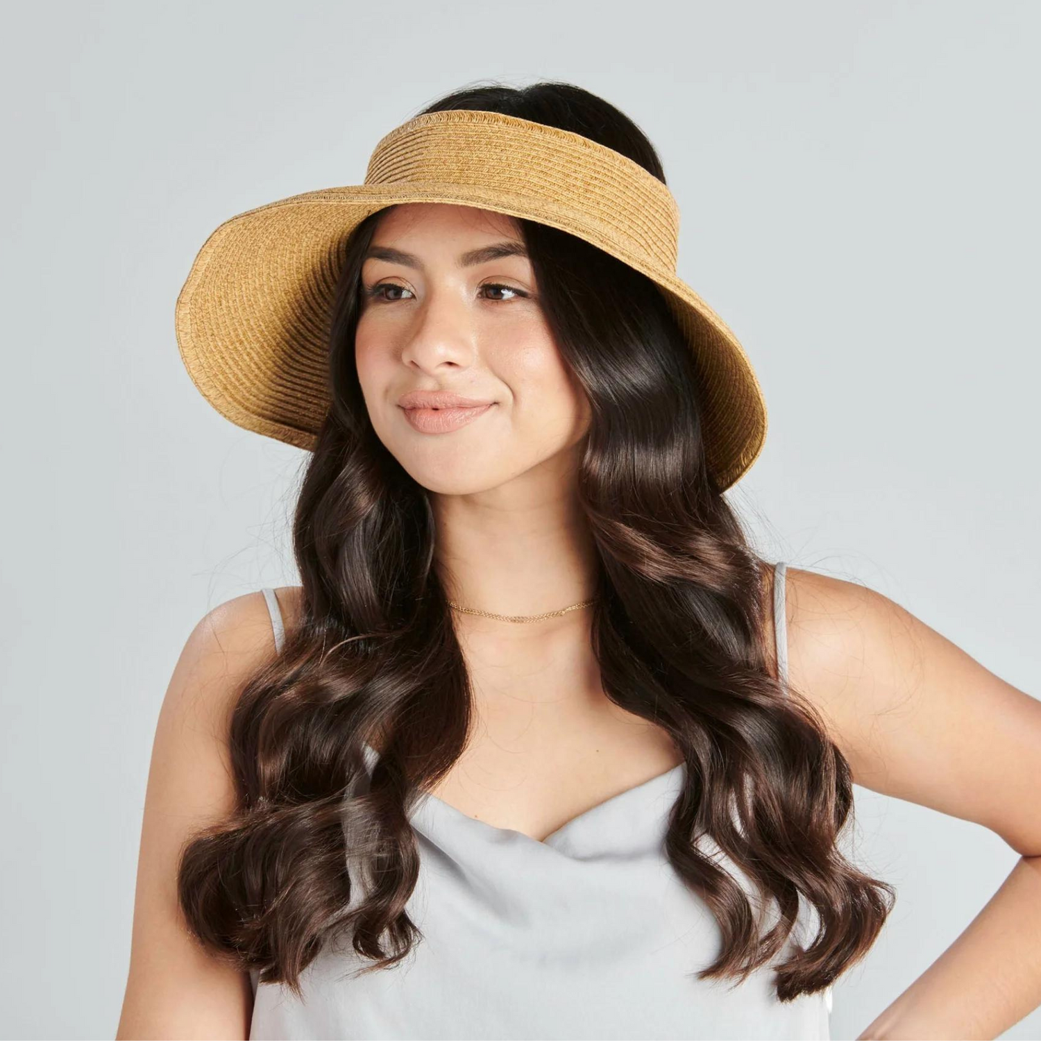 San Diego Hat Company Signature Ultrabraid Large Brim Visor, Coffee