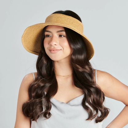 San Diego Hat Company Signature Ultrabraid Large Brim Visor, Coffee