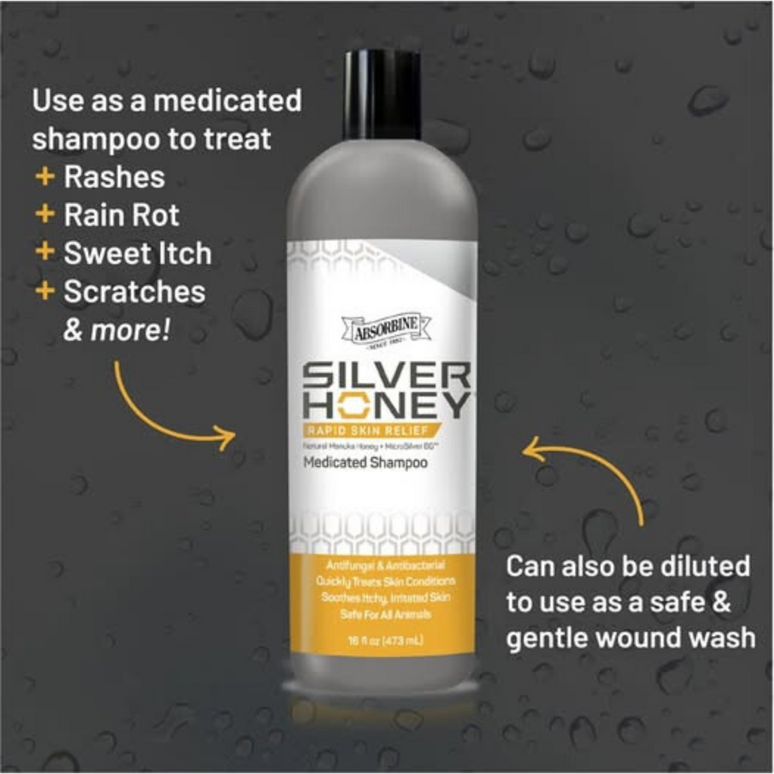 Silver Honey Rapid Skin Relief Medicated Shampoo, 16oz