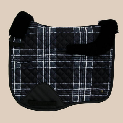 Sixteen Cypress Dressage Pad, Merino Wool Black Field Plaid