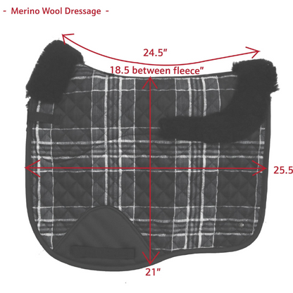 Sixteen Cypress Dressage Pad, Merino Wool Black Field Plaid