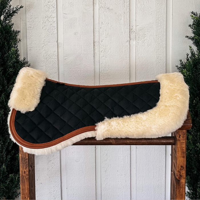 Sixteen Cypress Wool Fleece Half Pad, Black &amp; Cognac