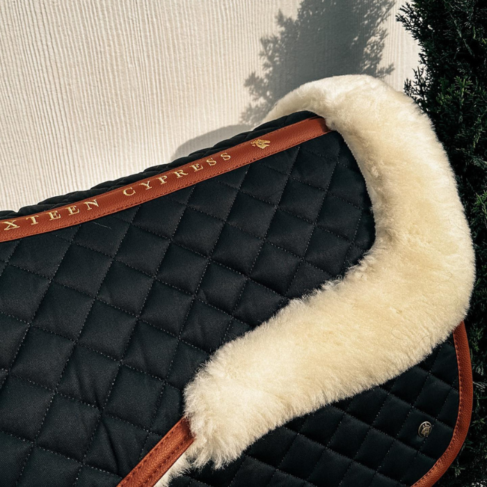 Sixteen Cypress Wool Fleece Half Pad, Black &amp; Cognac