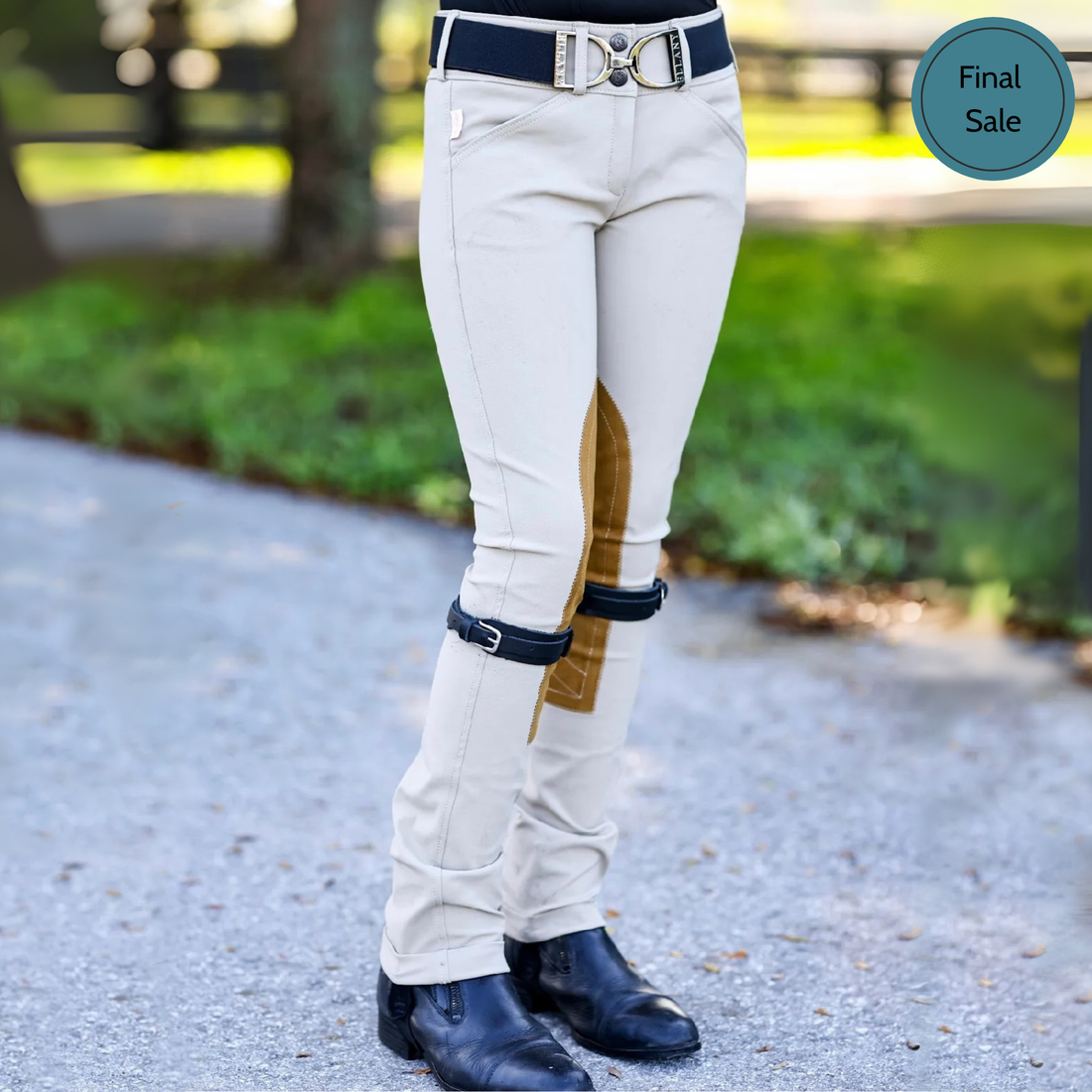 Tailored Sportsman Girls Trophy Hunter, Mid Rise Front Zip Jod, Tan