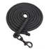 A 10 foot black blocker lead rope with a durable spring snap designed for training horses.