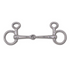 A silver-colored Boucher snaffle bit with a 14mm mouthpiece and 2-inch rings for horses.