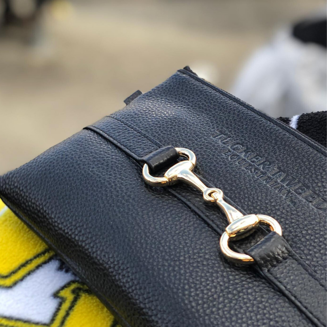 Tucker Tweed Equestrian Wellington Wristlet, Black/Gun Metal Logo