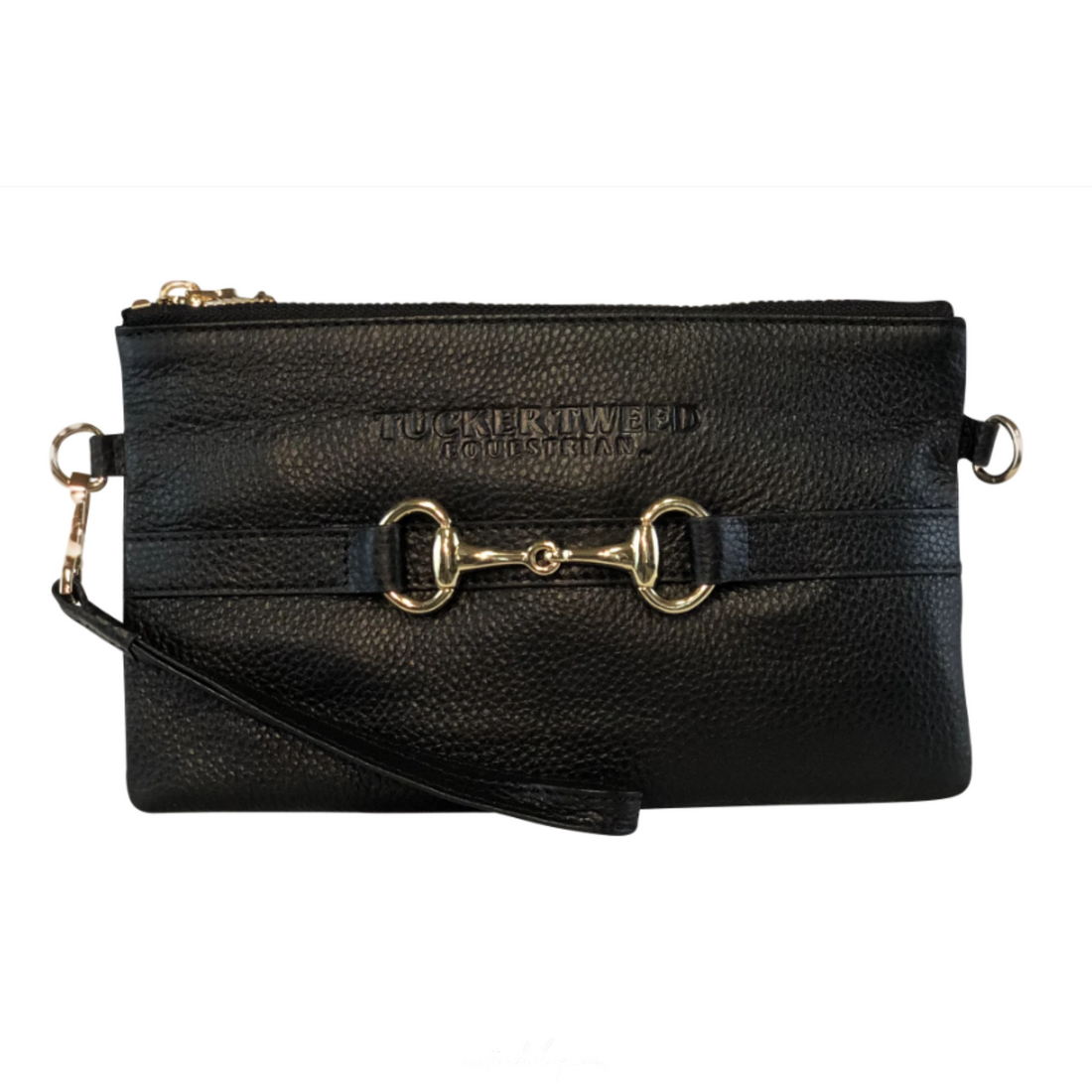 Tucker Tweed Equestrian Wellington Wristlet, Black/Gun Metal Logo