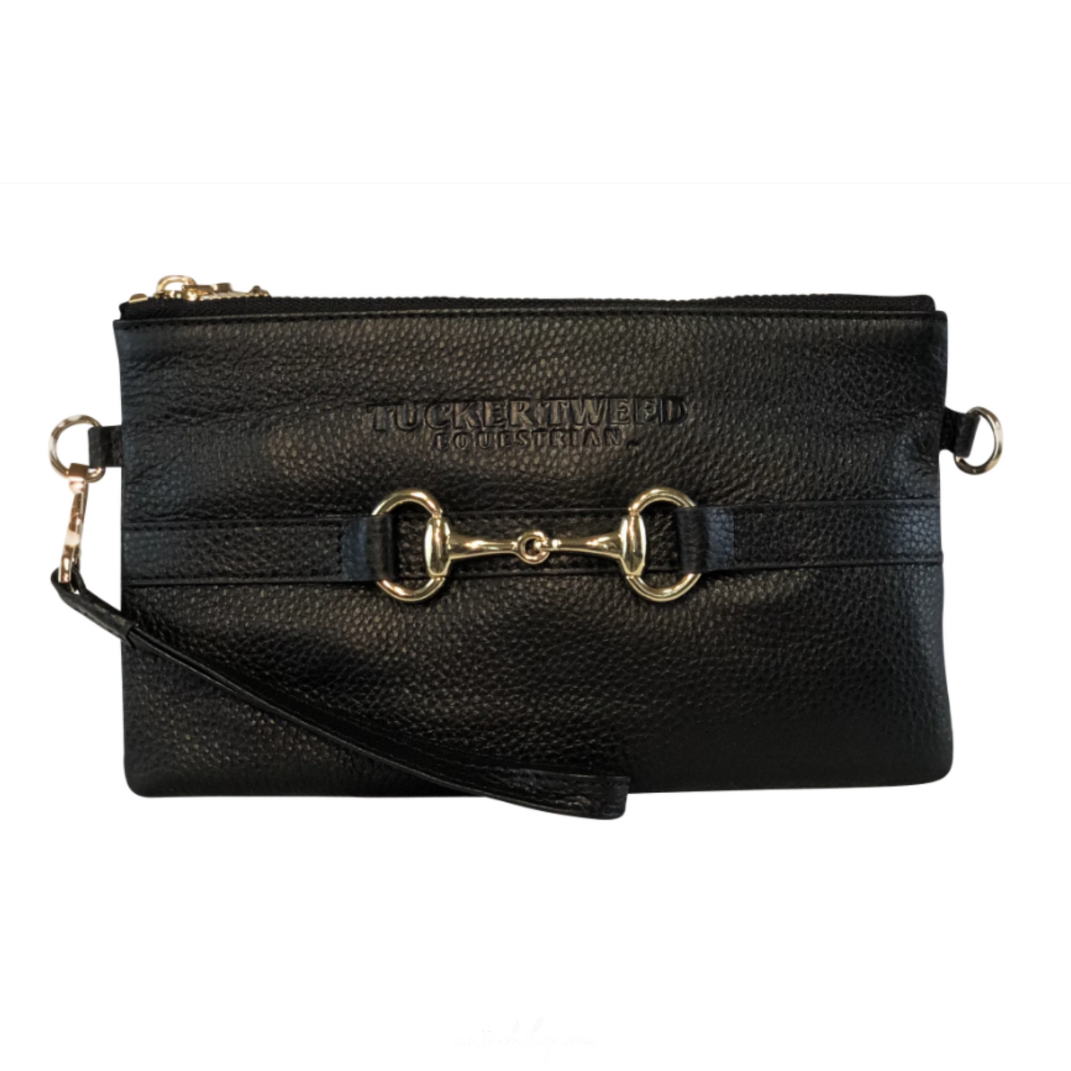 Tucker Tweed Equestrian Wellington Wristlet, Black/Gun Metal Logo