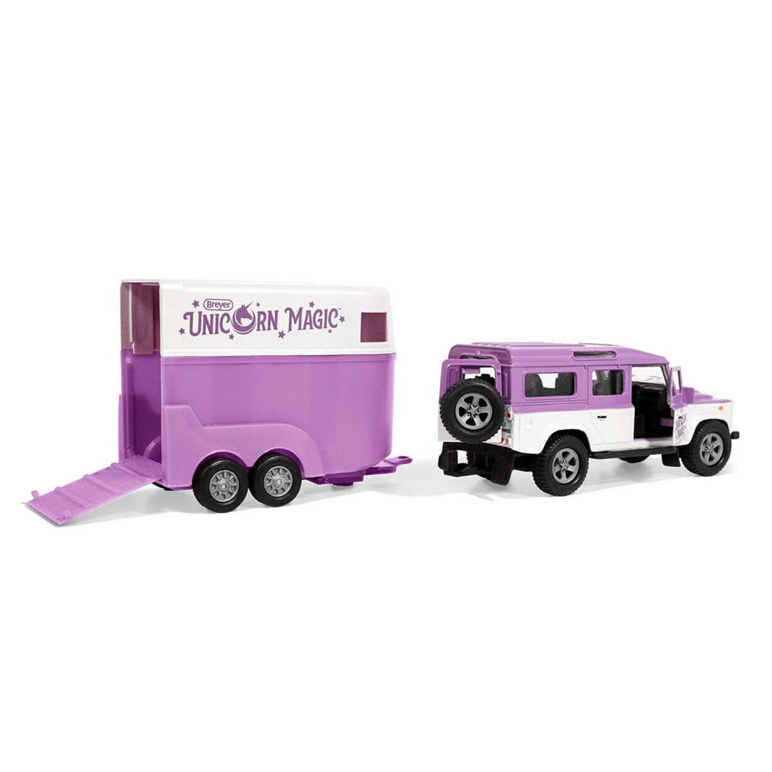 Breyer Unicorn Magic Land Rover and Tag-A-Long Horse Trailer