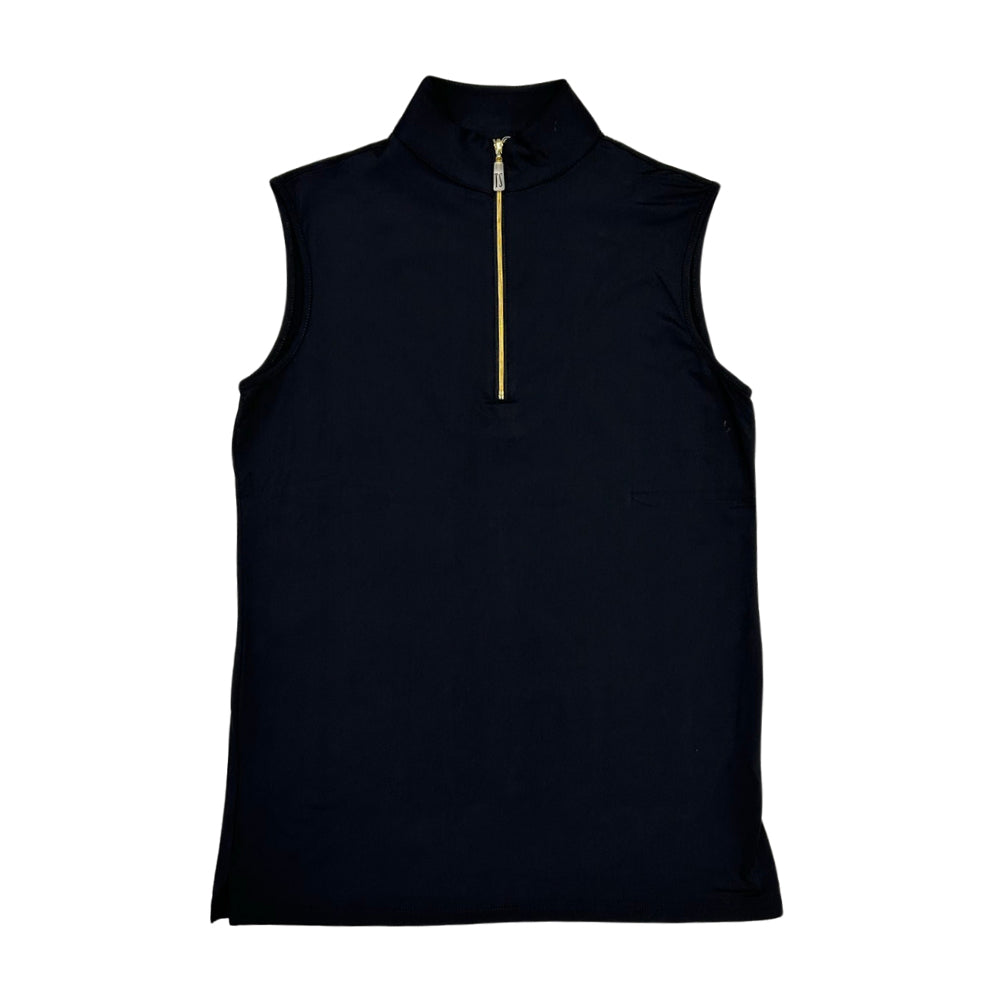 Tailored Sportsman IceFil Zip Sleeveless Shirt, Black with Gold Zip