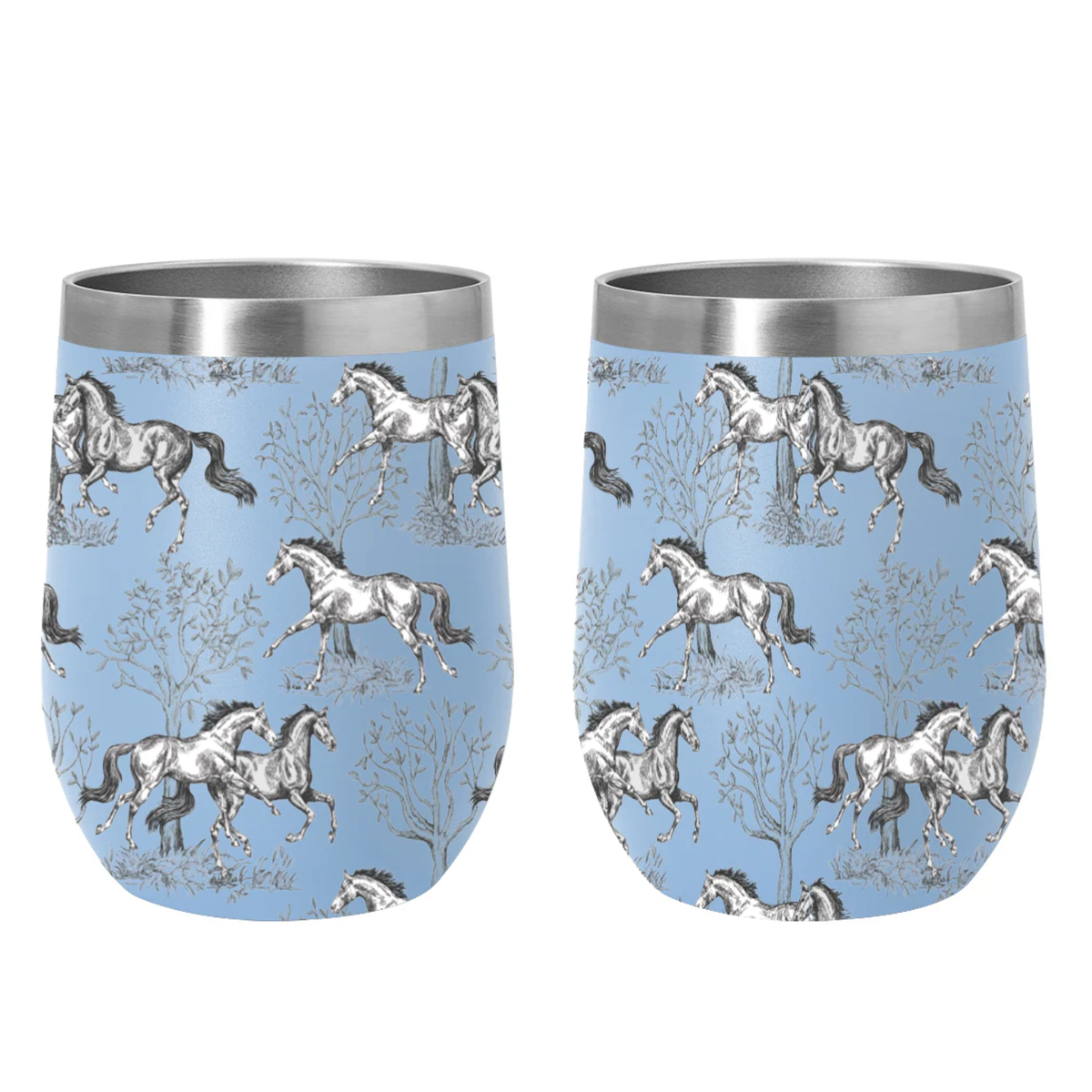 AWST "Lila Toile" Stainless Steel Wine Tumbler 12 oz