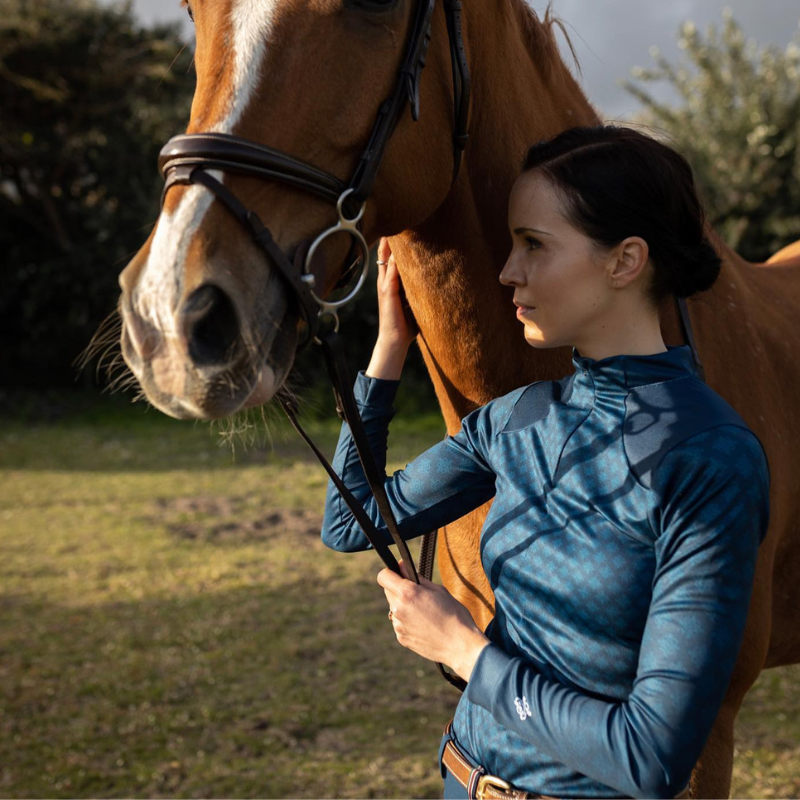 Espoir Equestrian Aqua Quarter Zip Sport Sun Shirt