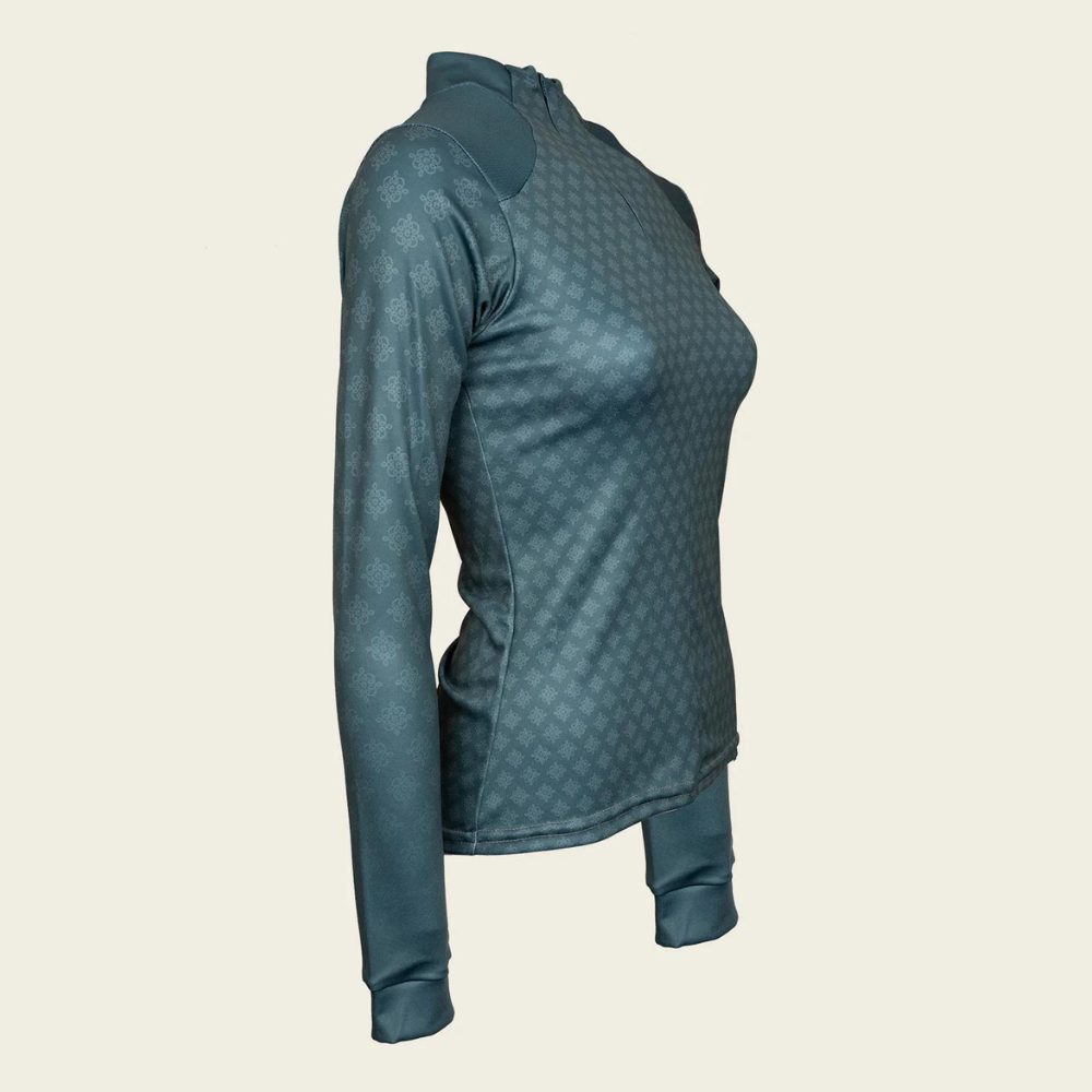 Espoir Equestrian Sage/Teal Quarter Zip Sport Sun Shirt