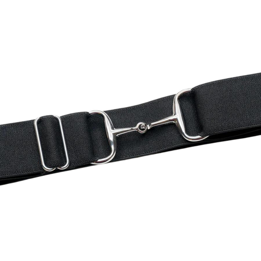 Ellany 1.5" Black, Silver Snaffle Buckle Belt