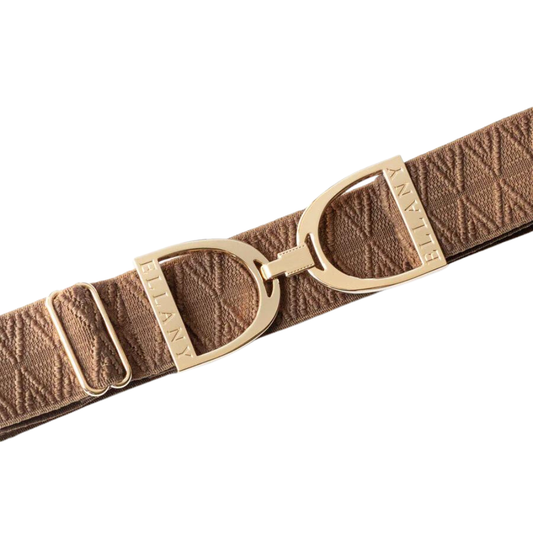 Ellany 1.5" Caramel Dante, Gold Stirrup Buckle Belt