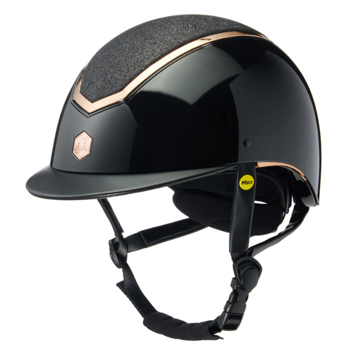 EQx by Charles Owen Kylo MIPS Black Gloss/Rose Gold Sparkly Helmet