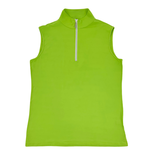 Tailored Sportsman IceFil Zip Sleeveless Shirt,  Apple Green with Gold Zip
