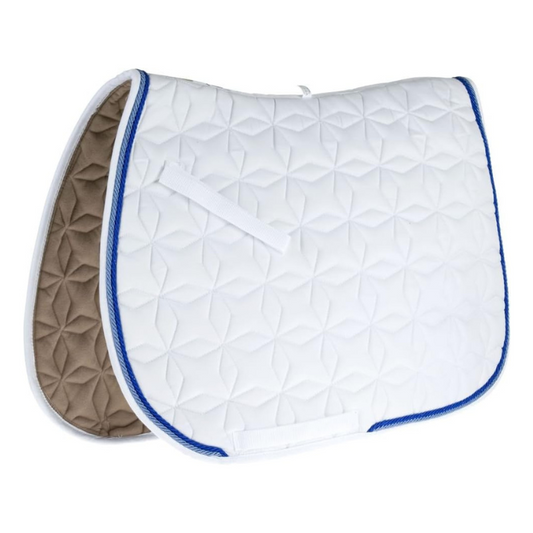 ROMA Ecole Star Quilt Close Contact Saddle Pad, White/Royal/Lt.Blue
