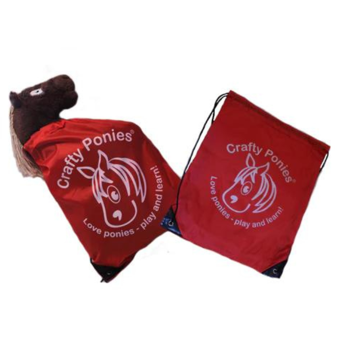 Crafty Ponies Red Drawstring Bag