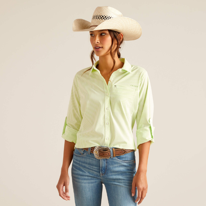 Ariat® VentTEK Stretch Shirt, Lime Stripes