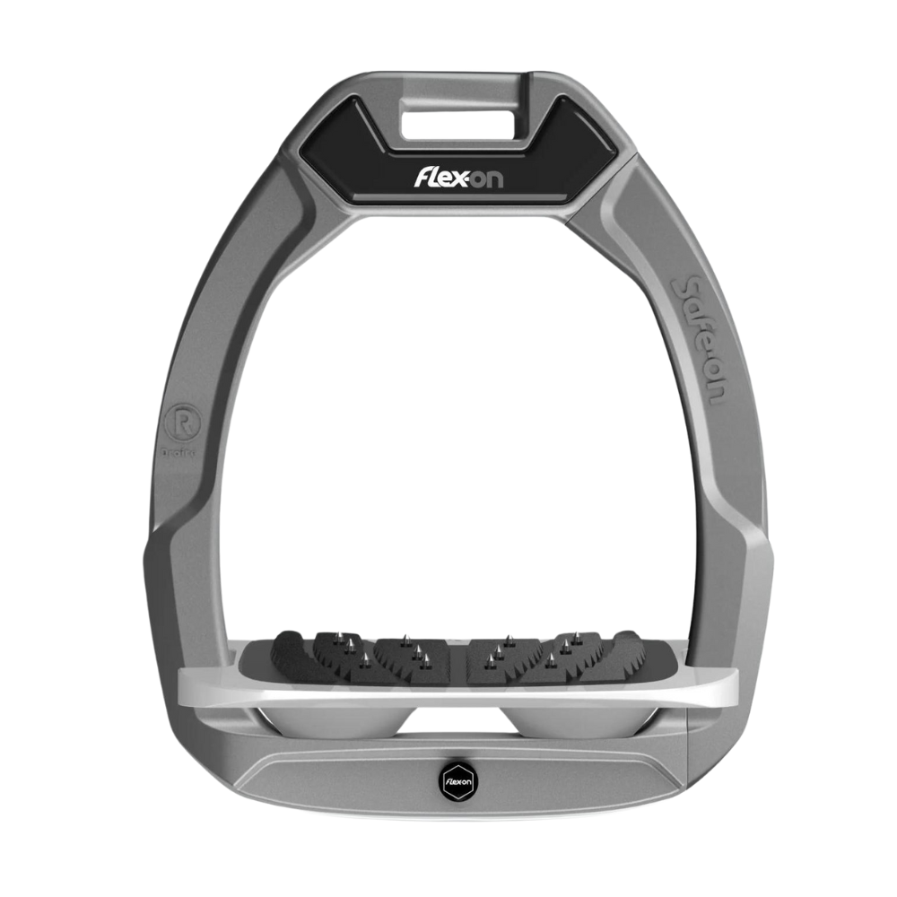 Flex-on Safe-On Stirrups, Inclined Ultra Grip, Grey