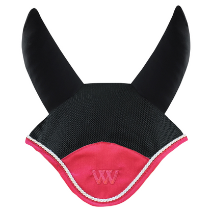 Woof Wear Black &amp; Shiraz Ergonomic Fly Veil with silver rope edging and shiraz binding.