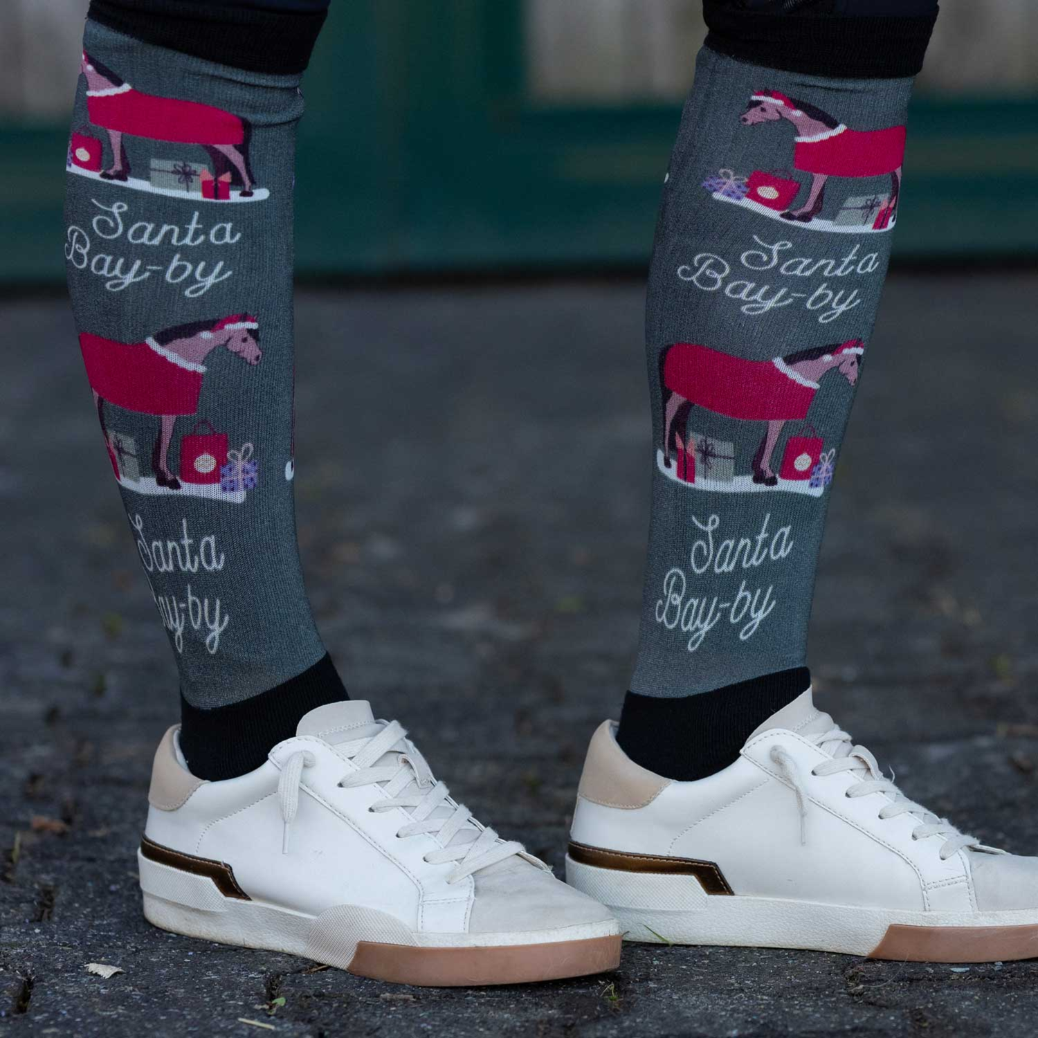 Dapplebay Slick Boot Socks, Santa Bay-by Green