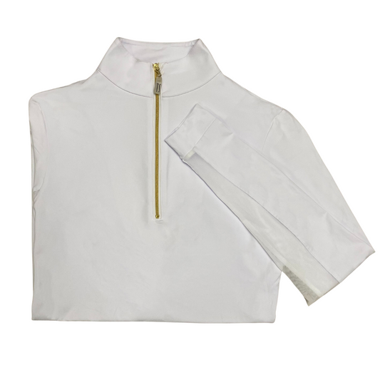Tailored Sportsman IceFil Zip Shirt, White with Gold Zipper
