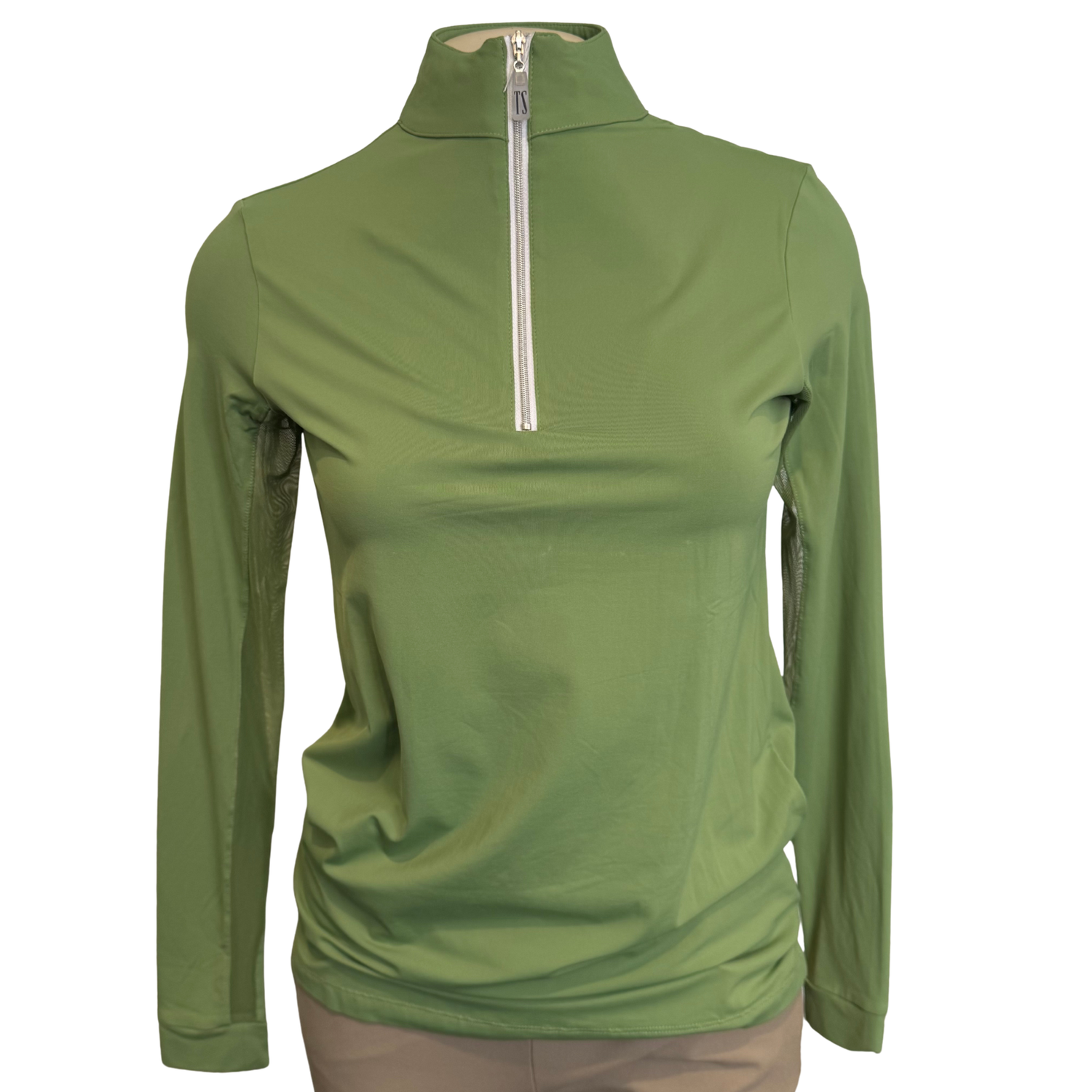 Tailored Sportsman IceFil Zip Shirt, Kiwi with Silver Zipper